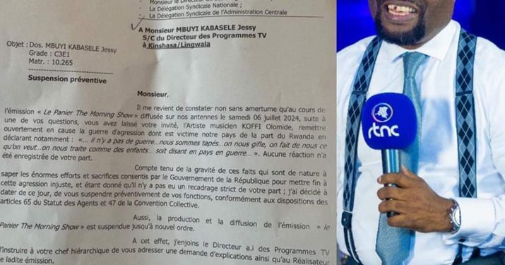 IMG-20240711-WA0009 - Agora Grands-Lacs Pour « Nous sommes tapés » de Koffi Olomide, le journaliste Jessy Kabasele suspendu « préventivement » de la RTNC