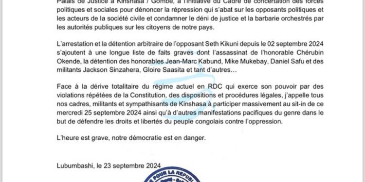 RDC : l&rsquo;opposition se mobilise pour exiger la libération des prisonniers politiques