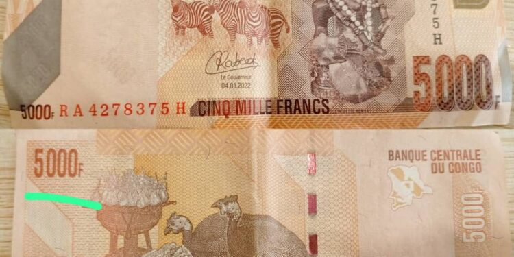 faux billet - Agora Grands-Lacs Franc congolais : ce constat alarmant du manque du sigle « C » après F sur les billets de 5 000 Francs